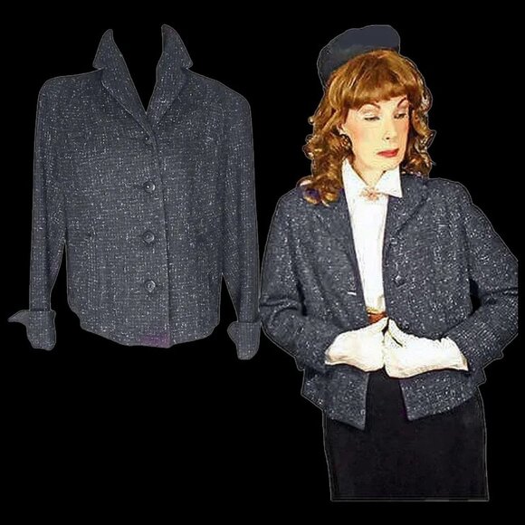 50s Atomic Fleck Boxy Blazer New Look High Fashion Suit Jacket - Picture 2 of 13